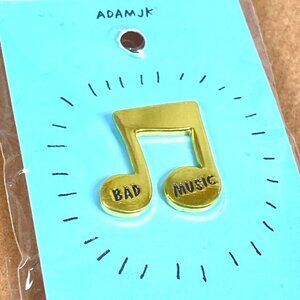 Bad Music 8th Musical Note Gold Metallic Lapel Pin AdamJK Musician